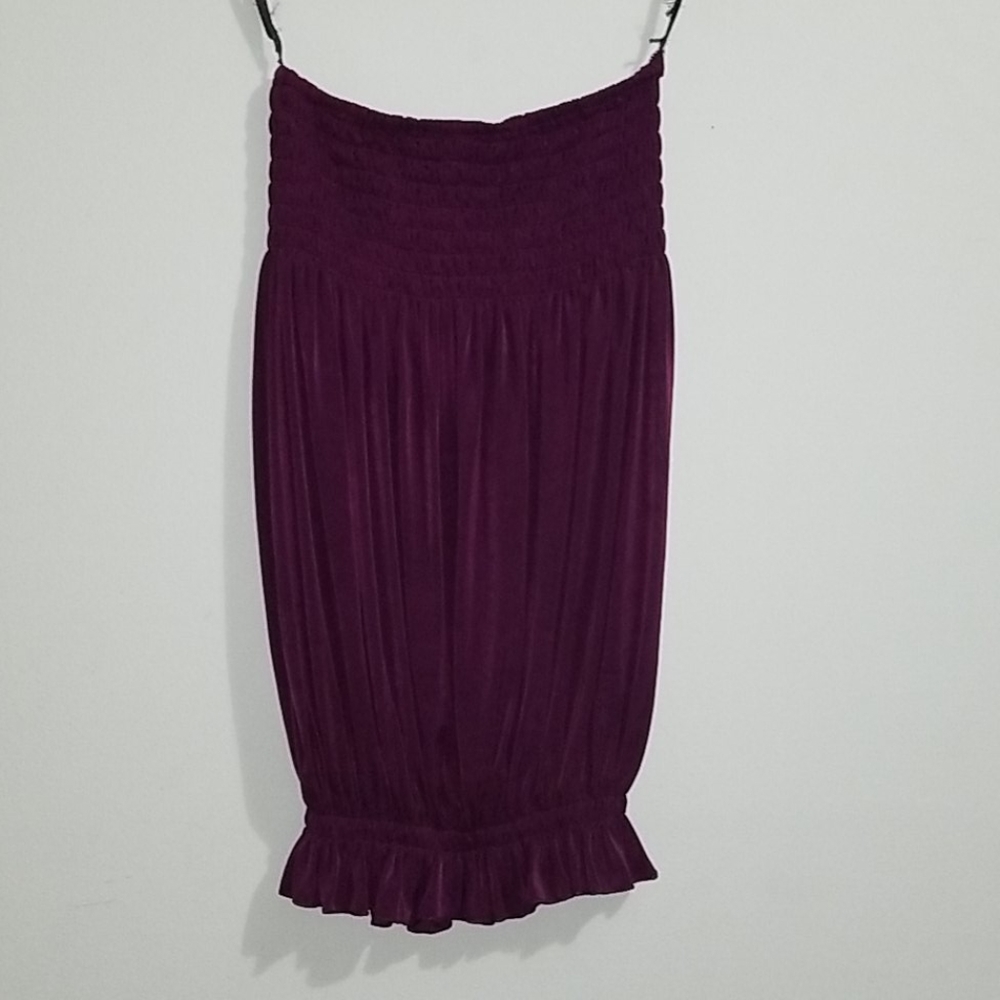 Purple strapless top